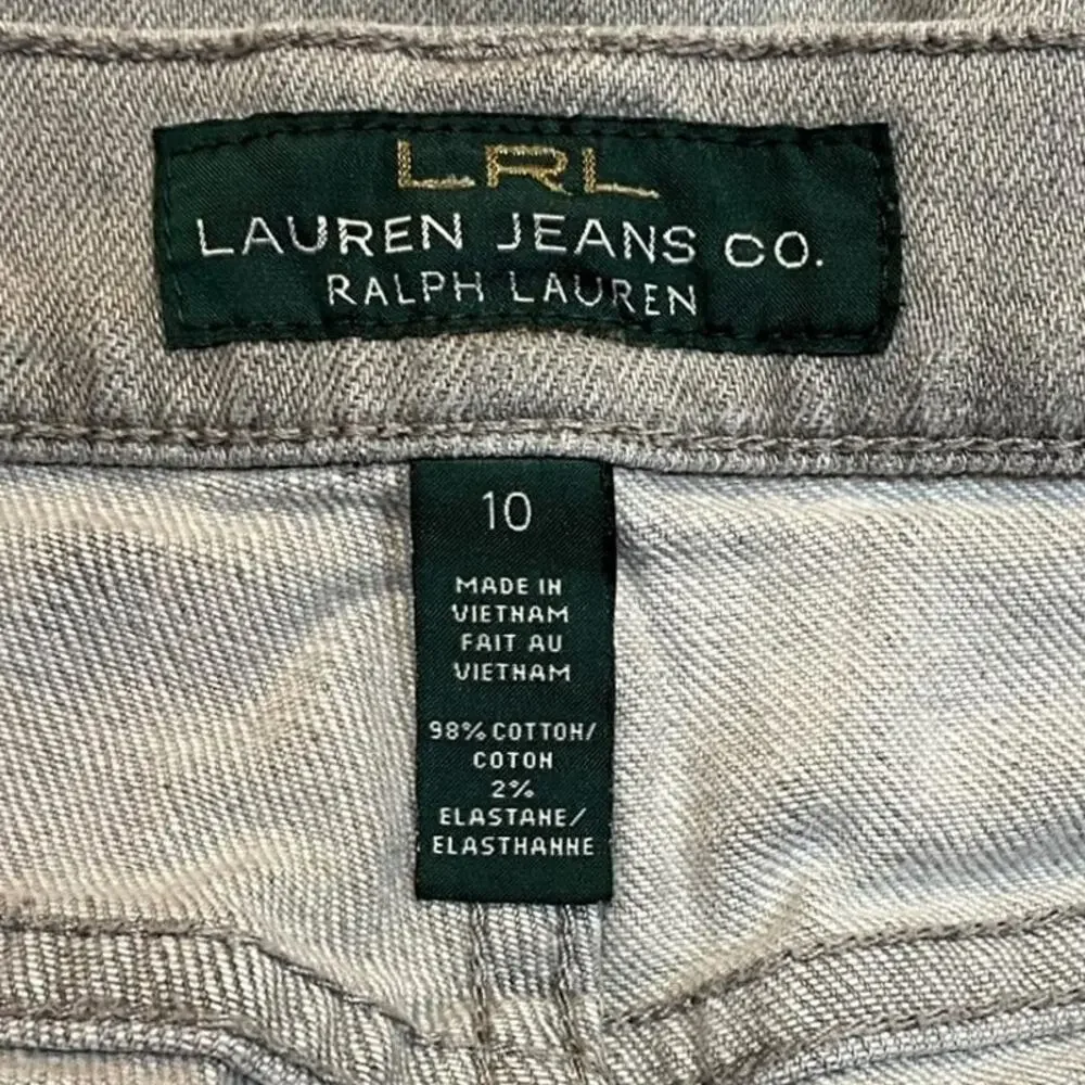 RALPH LAUREN Gray Cut Off Denim Jean Frayed Edge Hem Distressed Shorts ~ Size 10